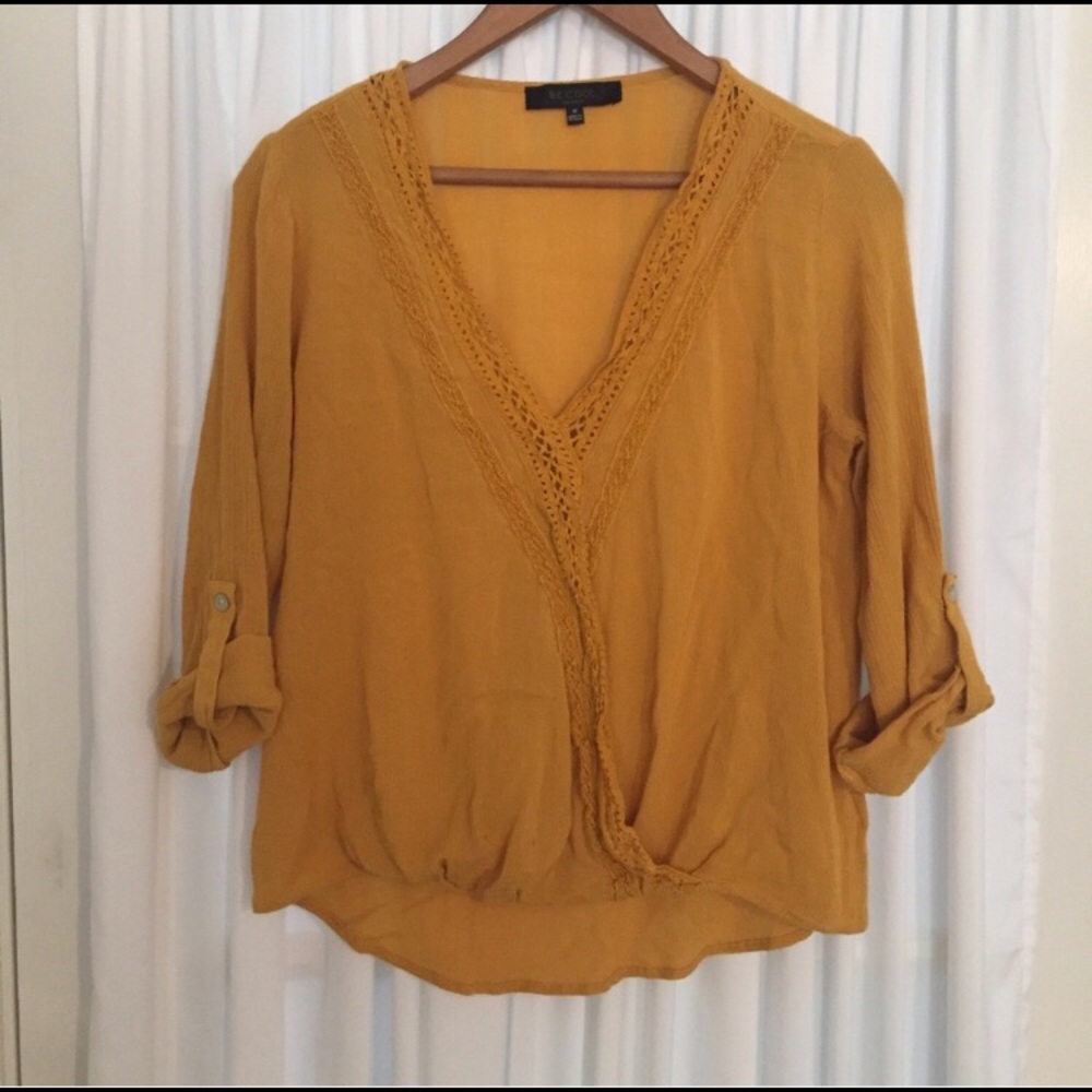 Mustard yellow crop top peasant